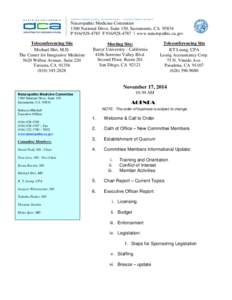 California Naturopathic Medicine Committee - November 17, 2014 Agenda