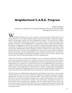 Neighborhood C.A.R.E. Program Cheryl Adelstein W  Assistant Vice Chancellor for Community Relations and Local Government Affairs