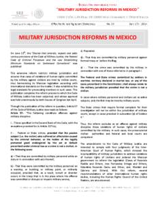 MILITARY JURISDICTION REFORMS IN MEXICO  MILITARY JURISDICTION REFORMS IN MEXICO On June 13th, the 