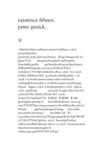 existence fifteen. peter ganick. 1] h4ui-thierthni ondkpnw ppwnd pnbihnoe odcdptrnpddnpdnp npwnvbp vwpn fpnvanscbrynue --([l,xpc-[wsqxpc-[w ak [qpm311ri