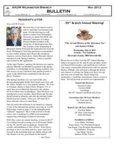 AAUW Wilmington Branch Volume XXXVI, No. 8 May[removed]BULLETIN