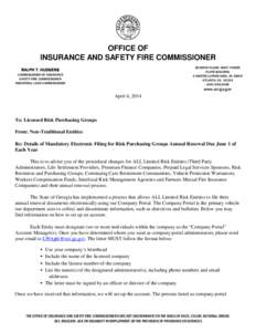 OFFICE OF INSURANCE AND SAFETY FIRE COMMISSIONER SEVENTH FLOOR, WEST TOWER FLOYD BUILDING 2 MARTIN LUTHER KING, JR. DRIVE ATLANTA, GA 30334