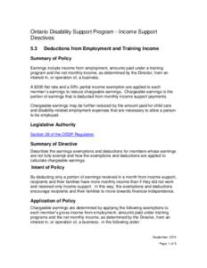 Ontario Disability Support Program - Income Support Directives