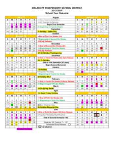 MALAKOFF INDEPENDENT SCHOOL DISTRICT[removed]School Year Calendar July 13 S 7