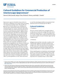 ENH894  Cultural Guidelines for Commercial Production of Interiorscape Epipremnum1 Dennis B. McConnell, Jianjun Chen, Richard J. Henny, and Kelly C. Everitt2