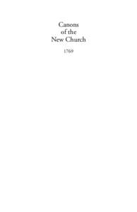 Canons of the New Church 1769  © 2009 Swedenborg Foundation