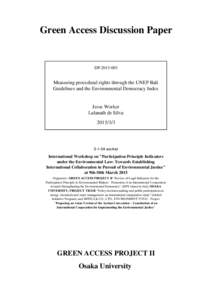 Green Access Discussion Paper  DPMeasuring procedural rights through the UNEP Bali Guidelines and the Environmental Democracy Index