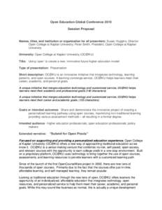 Philosophy of education / Personalized learning / E-learning / Adult learner / Recognition of prior learning / Education / Knowledge / Pedagogy