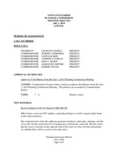 TOWN OF ELSMERE PLANNING COMMISSION MEETING MINUTES July 1, 2014 6:30 P.M. .