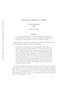 arXiv:1406.3012v1 [math.HO] 11 Jun[removed]Attacking ApSimon’s Mints Tanya Khovanova MIT June 12, 2014