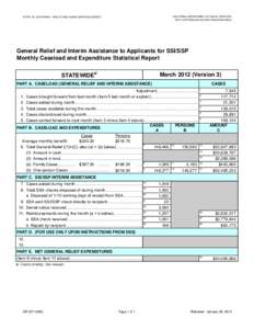 CALIFORNIA DEPARTMENT OF SOCIAL SERVICES DATA SYSTEMS AND SURVEY DESIGN BUREAU STATE OF CALIFORNIA - HEALTH AND HUMAN SERVICES AGENCY  General Relief and Interim Assistance to Applicants for SSI/SSP