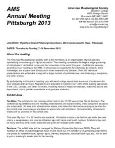 AMS Annual Meeting Pittsburgh 2013 American Musicological Society Bowdoin College