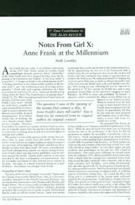 ALAN v29n2 - Notes From Girl X: Anne Frank at the Millennium