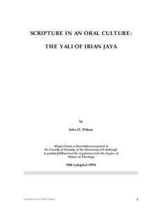 SCRIPTURE IN AN ORAL CULTURE: THE YALI OF IRIAN JAYA