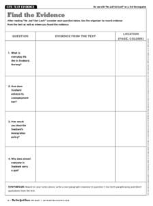 cite text evidence  For use with “No Job? Get Lost!” on p. 8 of the magazine Find the Evidence After reading “No Job? Get Lost!” consider each question below. Use the organizer to record evidence