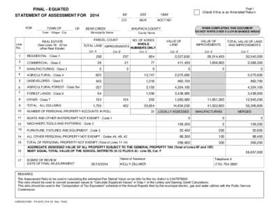 2014 Statement of Assessment for Waupaca County