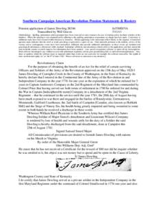 Southern Campaign American Revolution Pension Statements & Rosters Pension application of James Dowling S8346 Transcribed by Will Graves fn35MD/VA[removed]
