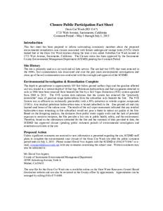 Closure Public Participation Fact Sheet Oasis Car Wash (RO[removed]Watt Avenue, Sacramento, California Comment Period – May 1 through July 1, 2013  Introduction