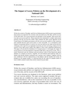 B. van Loenen  47 The Impact of Access Policies on the Development of a National GDI