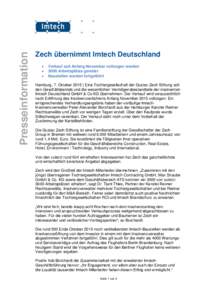 Presseinformation  Zech übernimmt Imtech Deutschland   