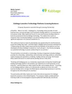 Microsoft Word - Kabbage - Kikka Capital Launch Release Final Masterdoc