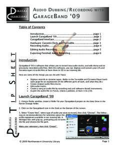 i g i t a l ollections A u d io D u b b i ng /R e c o r d ing  G ara g e B a n d ‘09