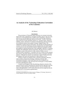 Journal of Technology Education  Vol. 15 No. 1, Fall 2003 An Analysis of the Technology Education Curriculum of Six Countries