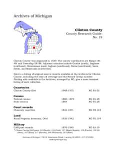 Archives of Michigan  Clinton County County Research Guide: No. 19