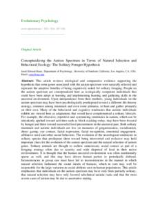 Evolutionary Psychology www.epjournal.net – [removed]): [removed] ¯¯¯¯¯¯¯¯¯¯¯¯¯¯¯¯¯¯¯¯¯¯¯¯¯¯¯¯  Original Article