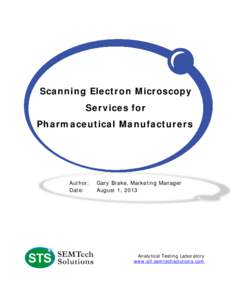 Scanning Electron Microscopy Services for Pharmaceutical Manufacturers Author: Date: