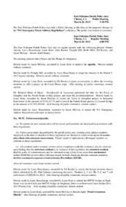 East Feliciana Parish Police Jury Clinton, LA Public Hearing March 20, 2012 5:30 PM The East Feliciana Parish Police Jury held a Public Hearing at this time on the proposed changes to