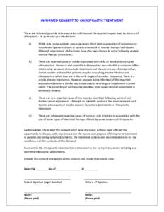 Microsoft Word - INFORMED CONSENT TO CHIROPRACTIC TREATMENT_sept09