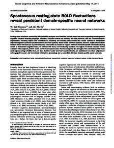 Social Cognitive and Affective Neuroscience Advance Access published May 17, 2011 doi:[removed]scan/nsr018 SCAN[removed]of 9  Spontaneous resting-state BOLD fluctuations