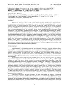 Transactions, SMiRT 21, 6-11 November, 2011, New Delhi, India  Div-V: Paper ID# 228 SEISMIC STRUCTURE-SOIL-STRUCTURE INTERACTION IN NUCLEAR POWER PLANT STRUCTURES