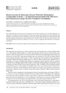 Coffee borer beetle / Phyla / Protostome / Biology / Biological pest control / Coffea / Parasitoid / Hymenoptera / Woodboring beetles / Curculionidae / Agriculture in Colombia