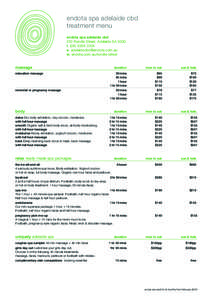 endota spa adelaide cbd treatment menu endota spa adelaide cbd 253 Rundle Street, Adelaide SA 5000 te. 