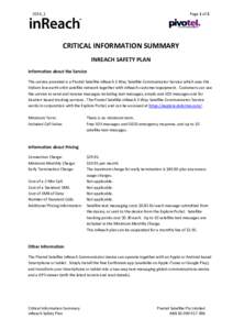 Page 1 of 2  2016_1 CRITICAL INFORMATION SUMMARY INREACH SAFETY PLAN