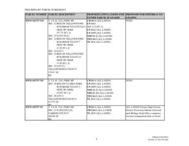 PRELIMINARY PARCEL WORKSHEET PARCEL NUMBER PARCEL DESCRIPTION MTM[removed]XD MTM[removed]XE