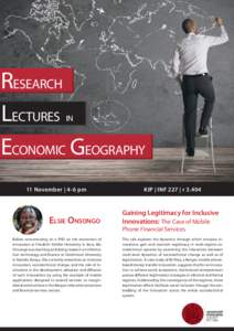 Research Lectures Economic Geography in  11 November | 4-6 pm