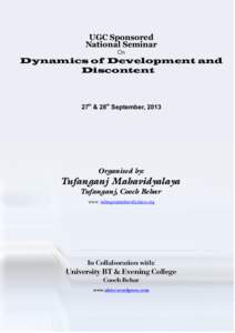 UGC Sponsored National Seminar On Dynamics of Development and Discontent