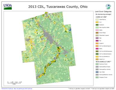 2013 CDL, Tuscarawas County, Ohio Land Cover Categories (by decreasing acreage) AGRICULTURE* Grass/Pasture Corn