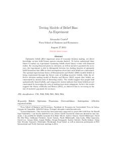 Testing Models of Belief Bias: An Experiment Alexander Coutts∗† Nova School of Business and Economics AugustClick for latest version.