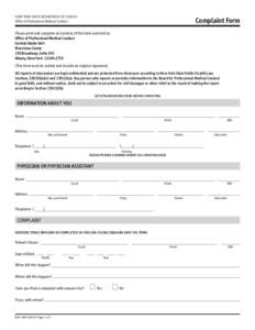 Physician Treatment Complaint Form
