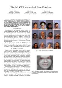 The MUCT Landmarked Face Database Stephen Milborrow John Morkel  Fred Nicolls