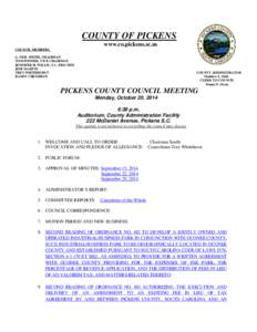 COUNTY OF PICKENS www.co.pickens.sc.us COUNCIL MEMBERS G. NEIL SMITH
