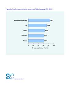 Figure 1b. Top five cancers (ranked on survival), Male, Lampang, 1990–2000  Non-melanoma skin 86.3