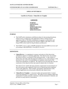 MANUAL OF POLICIES AND PROCEDURES CENTER FOR DRUG EVALUATION AND RESEARCH MAPP[removed]Rev. 1  OFFICE OF NEW DRUGS