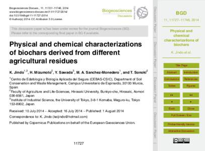 This discussion paper is/has been under review for the journal Biogeosciences (BG). Please refer to the corresponding final paper in BG if available. Discussion Paper  Biogeosciences Discuss., 11, 11727–11746, 2014