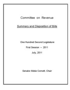 Microsoft Word - Revenue Comm. Summary and Dispositon of Bills[removed]doc