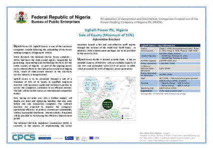 Federal Republic of Nigeria  Privatization of Generation and Distribution Companies Created out of the